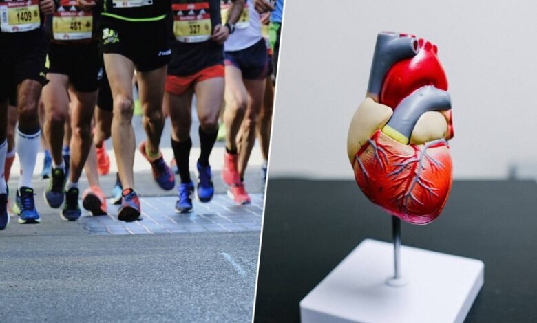 Imagen de un corredor cruzando la meta de un maratón