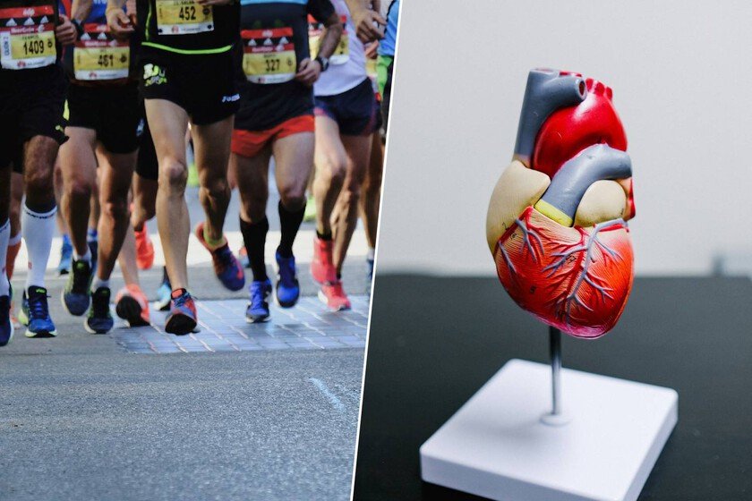 Imagen de un corredor cruzando la meta de un maratón