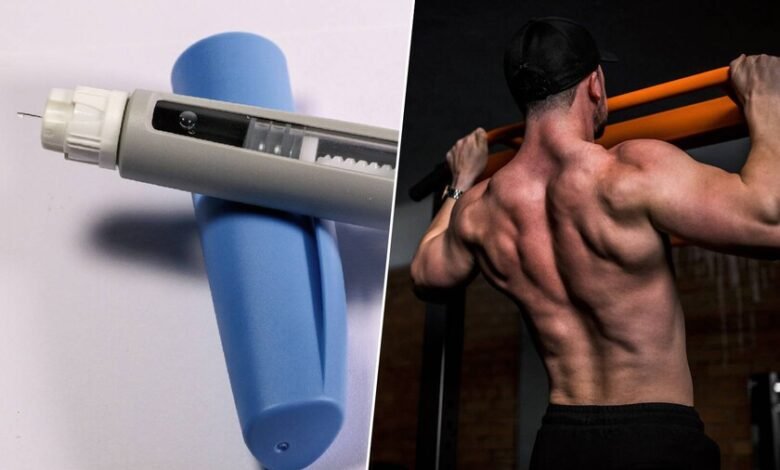 Imagen de una persona con una balanza y una tabla de nutrientes