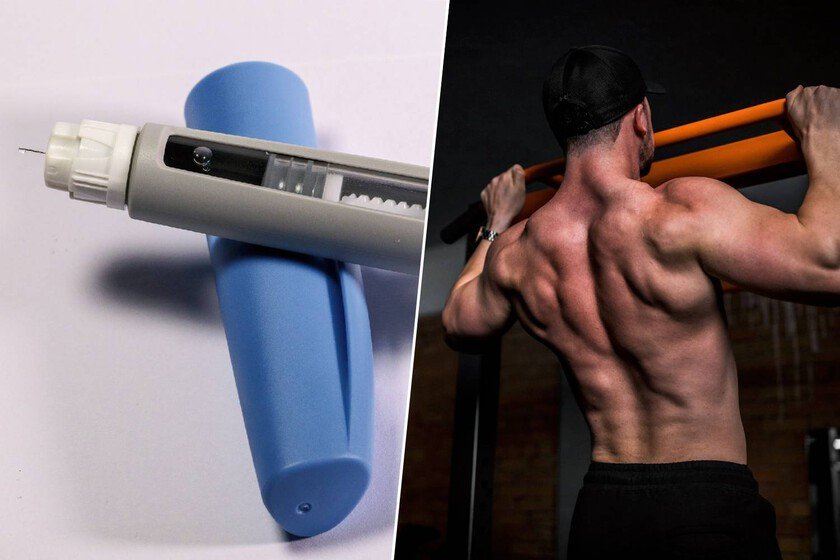 Imagen de una persona con una balanza y una tabla de nutrientes