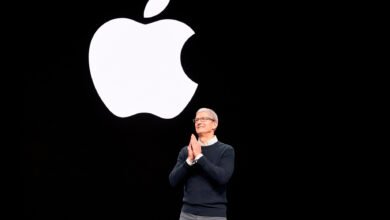 Tim Cook, CEO de Apple, en una conferencia de prensa