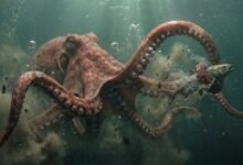Ilustración de un pulpo gigante del Cretácico