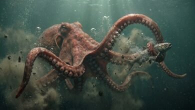Ilustración de un pulpo gigante del Cretácico