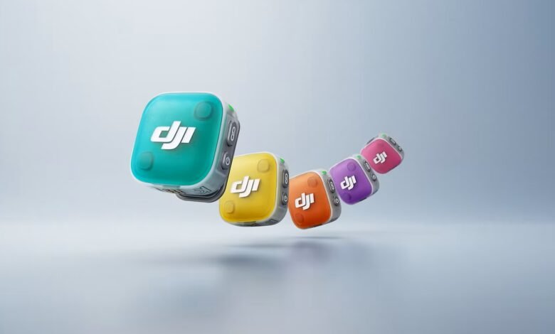 Imagen del DJI Mic Mini 2 con cubiertas de colores intercambiables