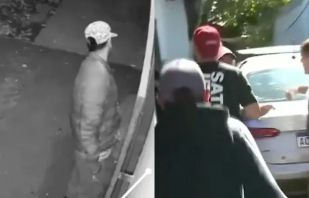 Una imagen de una persona detenida por la policía, con un titular que indica 'Acusado de acoso sexual en San Francisco Solano'