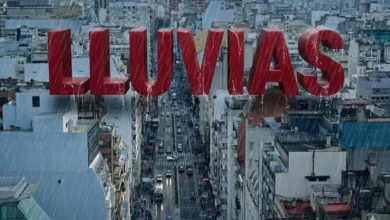 Imagen de un radar meteorológico mostrando la ubicación y movimiento de un sistema de lluvias