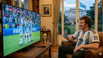 Imagen de un partido de fútbol con la Selección Argentina