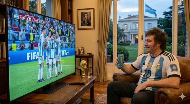 Imagen de un partido de fútbol con la Selección Argentina
