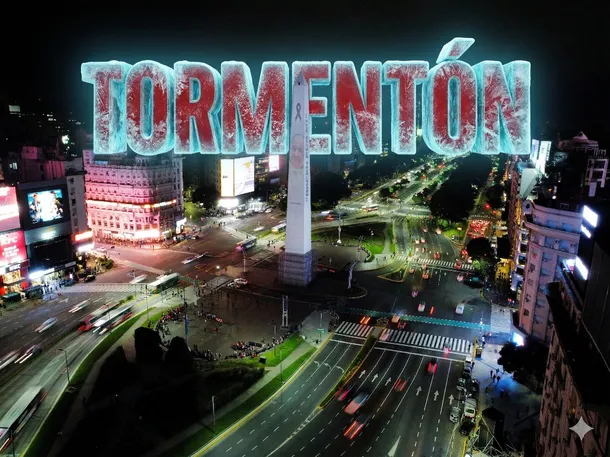 Imagen de tormenta en el AMBA con fuertes lluvias y vientos