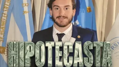 Imagen de un edificio del Banco Nación con una bandera argentina