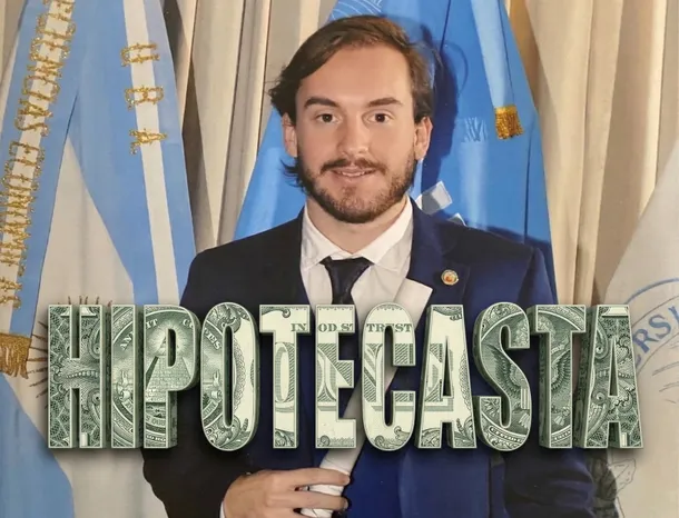 Imagen de un edificio del Banco Nación con una bandera argentina