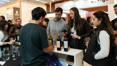 Imagen de la Expo Delicatessen & Vinos con productos gourmet y visitantes
