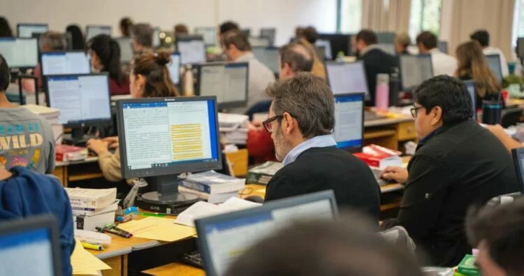 Imagen de un juez electoral en una sala de audiencias