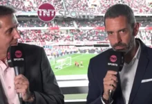 Pablo Giralt y Juan Pablo Varsky en una transmisión de fútbol