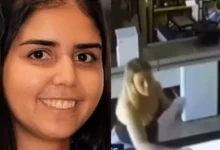 Imagen de una cajera de supermercado en llamas