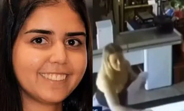 Imagen de una cajera de supermercado en llamas