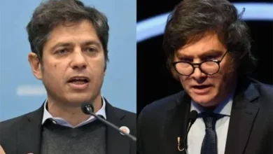 Axel Kicillof y Javier Milei en una reunión oficial