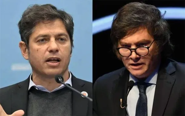 Axel Kicillof y Javier Milei en una reunión oficial