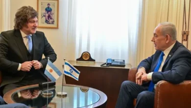 Javier Milei y Benjamín Netanyahu en conferencia de prensa en Jerusalén