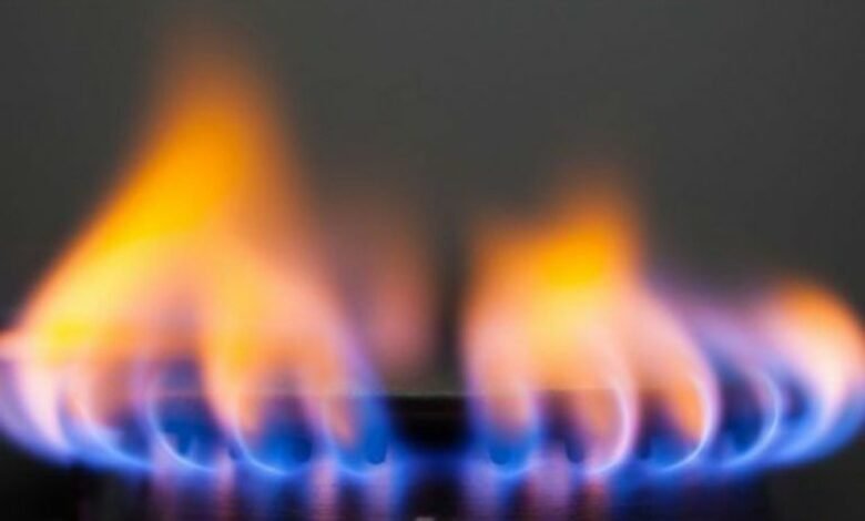 Imagen de una estufa a gas con una llama azul