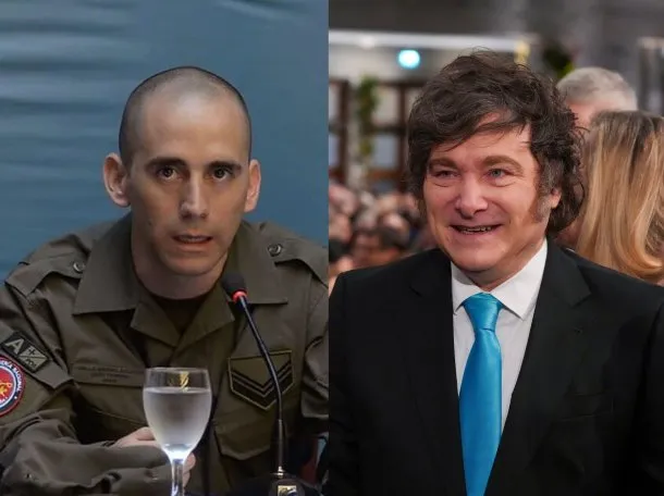 Nahuel Gallo y Javier Milei en Casa Rosada