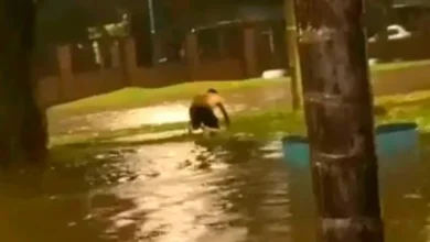 Imagen de una calle inundada en Tucumán