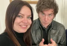 Sandra Pettovello y Javier Milei en una reunión oficial