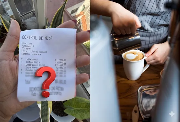 Imagen de un ticket de café con un monto total de $51.800