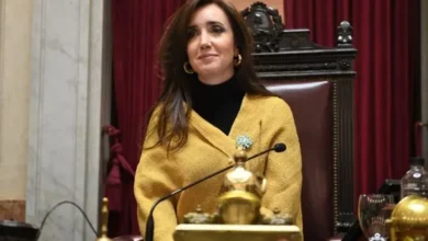 Victoria Villarruel habla en un acto en Chivilcoy