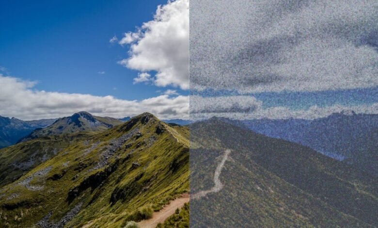 Imagen que representa la nieve visual, con puntos blancos y negros en un fondo blanco