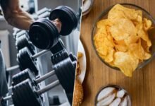 Imagen de una persona haciendo ejercicio en el gimnasio, con un titular que dice 'La grasa en los músculos: un problema silencioso'