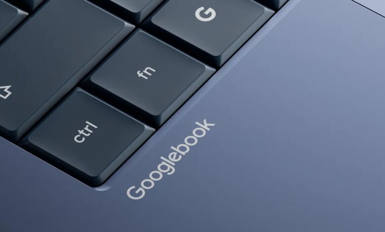Imagen del nuevo Googlebook con glowbar y lector de huellas dactilares