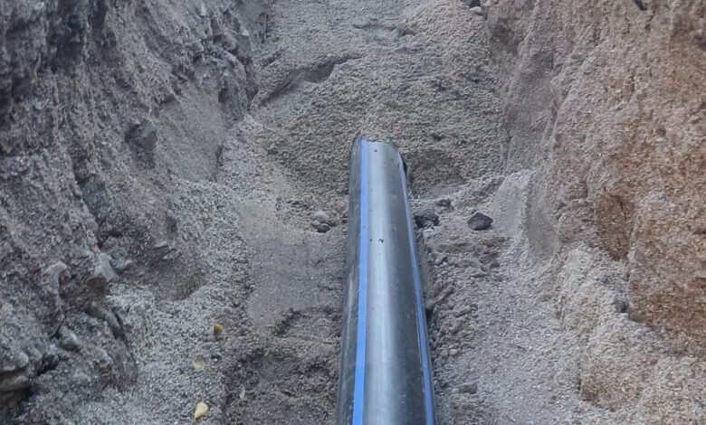 Imagen de la obra de agua potable en Huerta Grande
