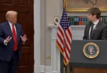 Donald Trump en una conferencia de prensa