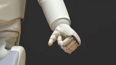 Imagen de un robot humanoide con un código de identificación único