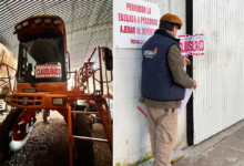 Imagen de un equipo de pulverización fitosanitaria en acción