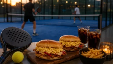 Imagen de una cena romántica y un partido de pádel