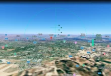 Imagen de una pantalla de ordenador mostrando el simulador de vuelo de Google Earth