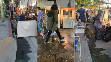 Feriantes de Güemes rodeados de aguas servidas