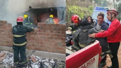 Incendio en Unquillo: bomberos trabajando para controlar las llamas