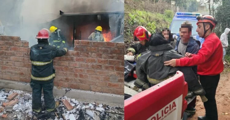 Incendio en Unquillo: bomberos trabajando para controlar las llamas