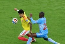 Imagen de James Rodríguez en acción durante el partido entre Colombia y RD Congo en el Mundial 2026