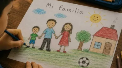 Niño sonriendo con una familia feliz