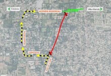 Imagen de la obra de Av. Bodereau con maquinaria y trabajadores