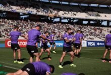 Imagen de Los Pumas entrenando en el Estadio Mario Alberto Kempes