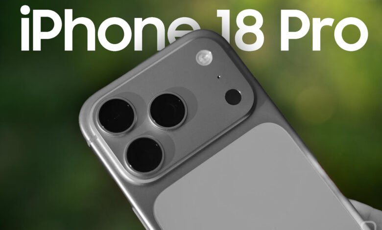 Imagen del iPhone 18 Pro en color Cherry Dark, mostrando un tono uniforme y un diseño innovador