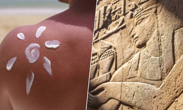 Imagen de una persona aplicando protector solar en la playa