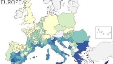 Mapa de la penetración de aire acondicionado en Europa
