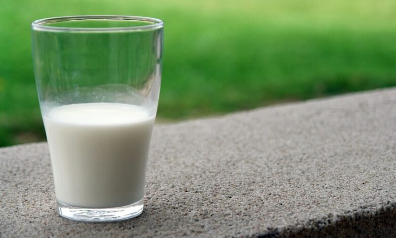 Un vaso de leche fresca