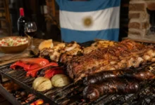 Asado para 10 personas con costilla de novillo, vino, carbón, y postre